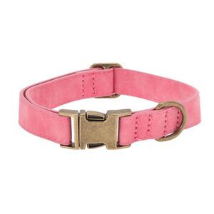Soft PU Durable Dog Collar with Quick Release Metal Buckle Large Pink